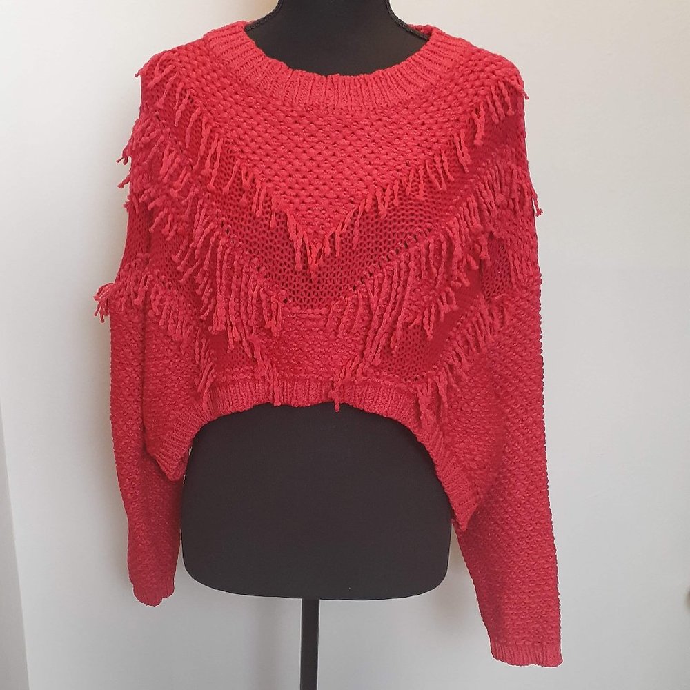 C.H.Y Fashion knitted cropped high low sweater